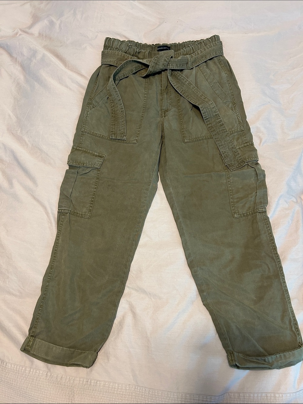 Banana Republic Olive Green Cargo Pants with Tie Waist